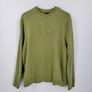 Oakley Sweatshirt Mens Large Green Embroidered Crewneck Pullover